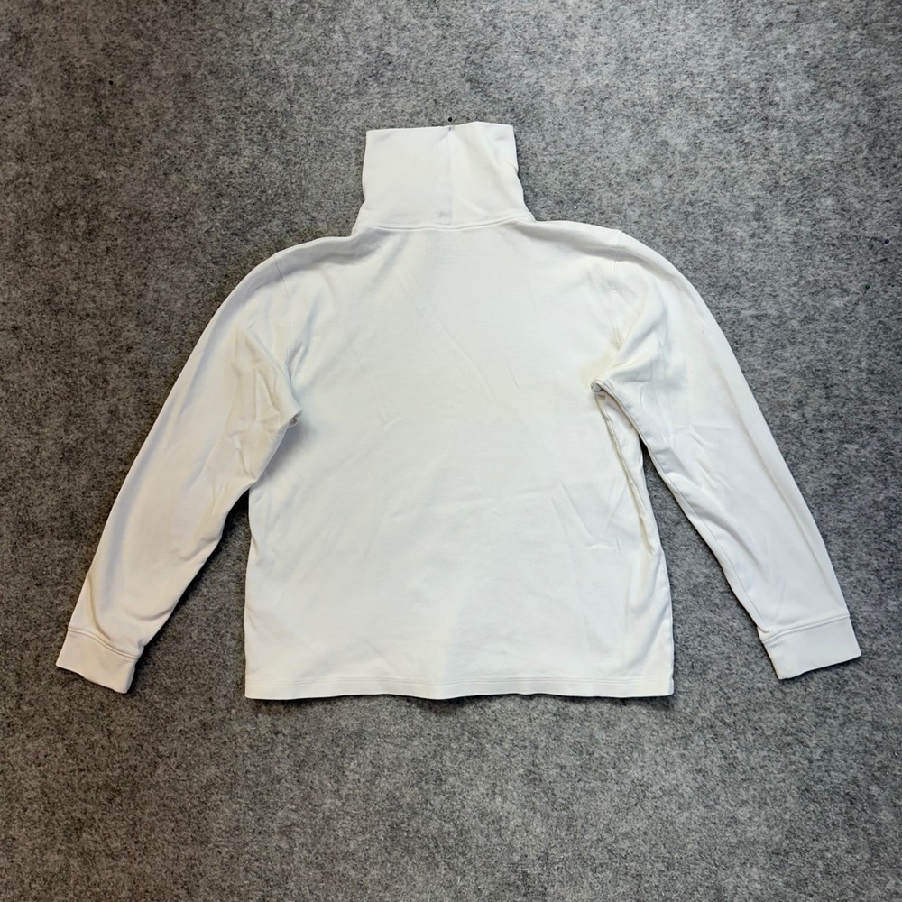 L.L.Bean Turtleneck Top Womens S Petite White Excellent 100% Cotton Long Sleeve